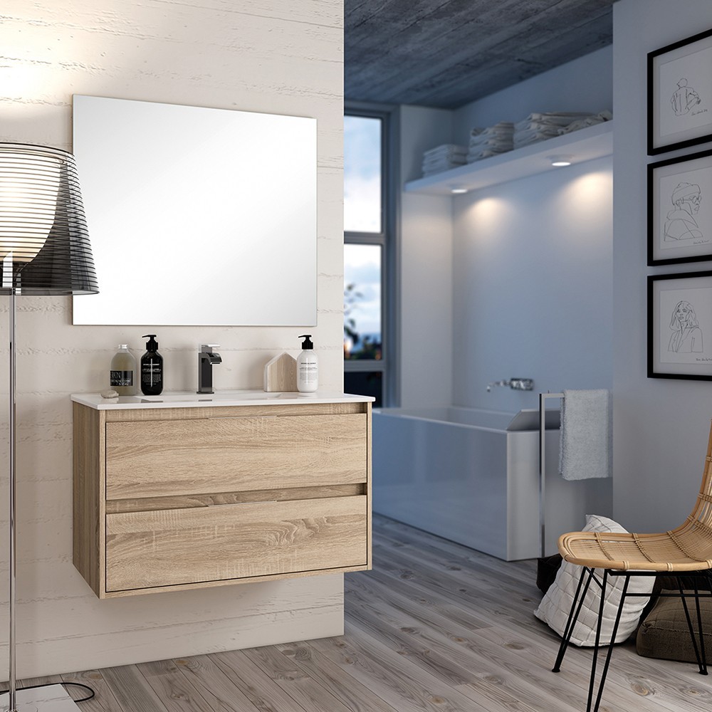 Mueble baño Sandra con 2 cajones - 100 cm