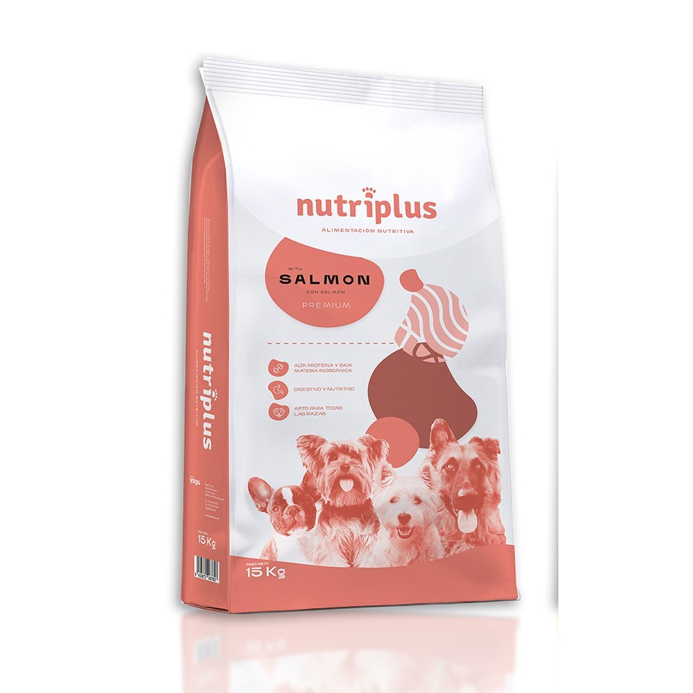 Pienso "Nutriplus" de salmón para perros adultos - 3 kg
