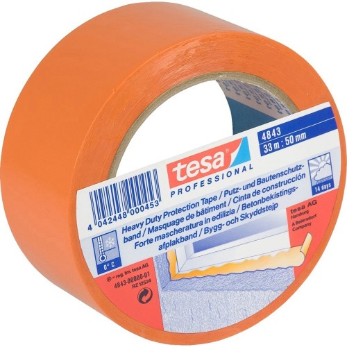 Cinta naranja PVC plastificado para construcción - 50 mm x 33 m