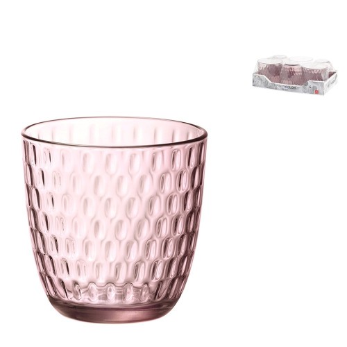 Juego vasos de cristal rosa...